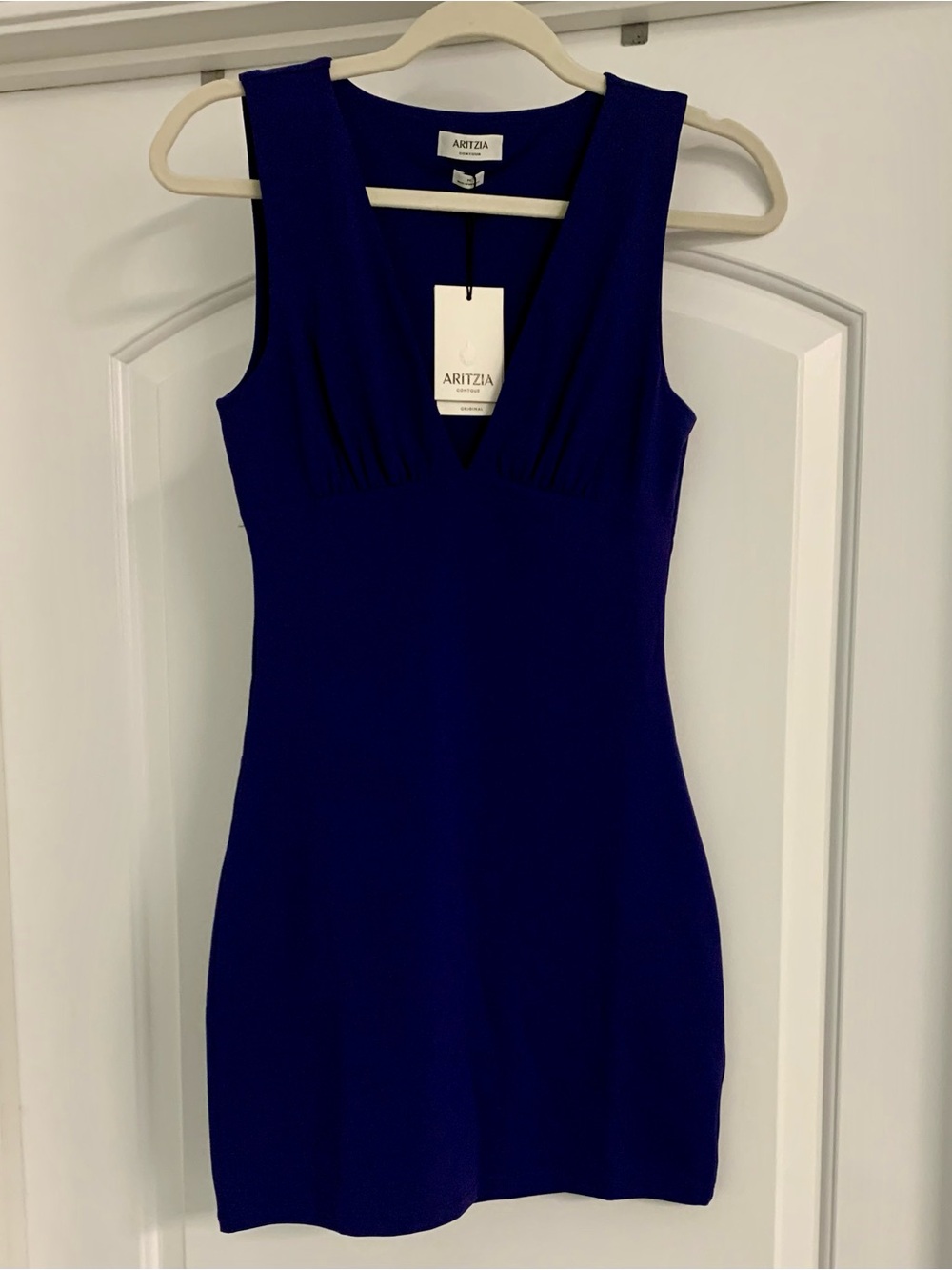 Aritzia NWT Sleeveless V-Neck Cobalt Blue Sheath Dress